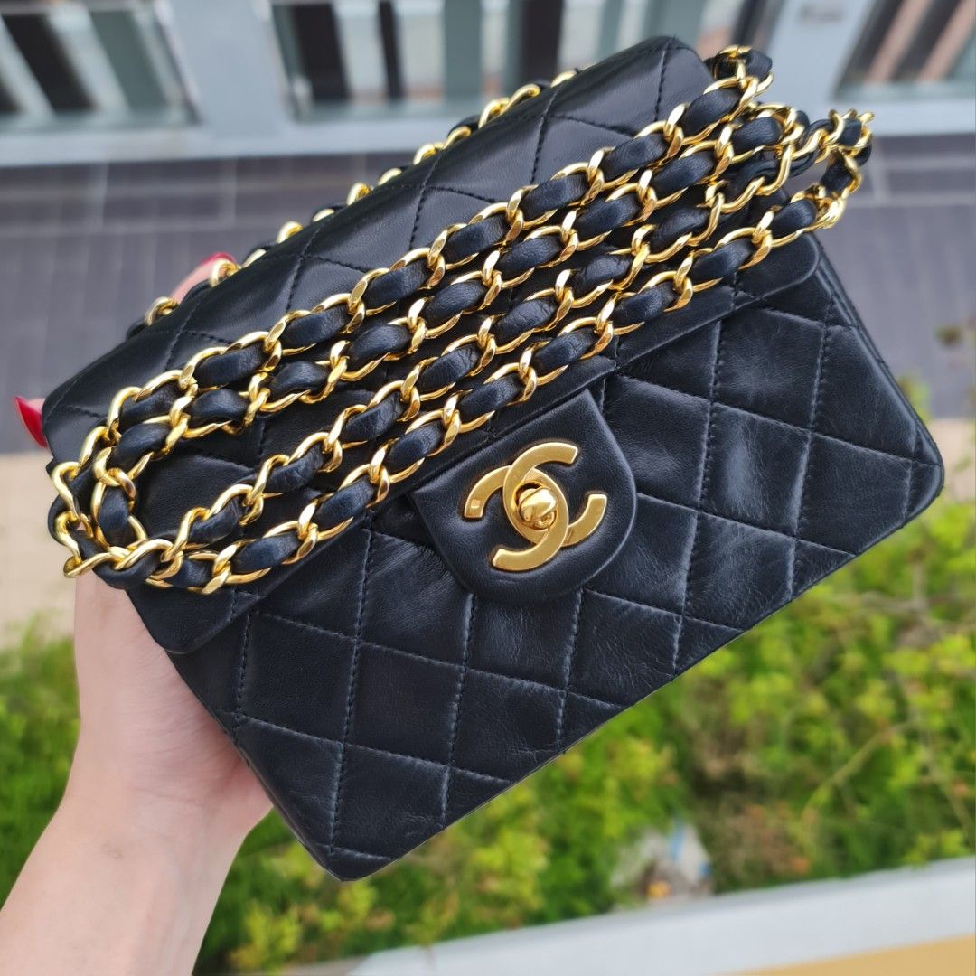 BLACK / RED CHANEL VINTAGE MINI SQUARE CLASSIC FLAP BAG 17CM LAMBSKIN 24K  GOLD HARDWARE GHW / CAVIAR SMALL MEDIUM JUMBO SCARLET, Luxury, Bags &  Wallets on Carousell