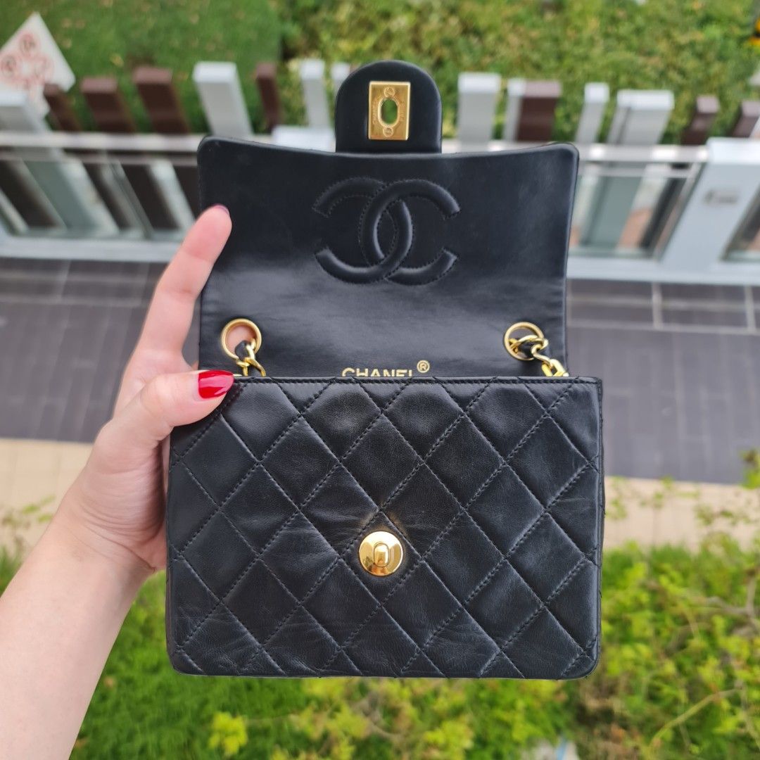 🖤 [DEAL!] VINTAGE CHANEL 17CM BLACK MINI CLASSIC SQUARE FLAP BAG 17 CM CF  LAMBSKIN 24K GHW GOLD HARDWARE, Luxury, Bags & Wallets on Carousell