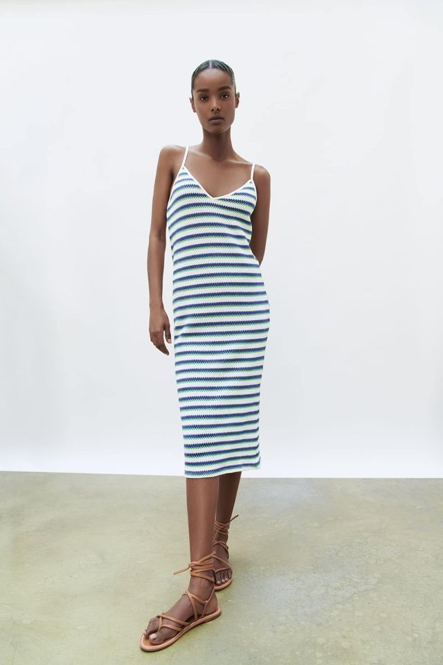 Zara striped crochet dress top