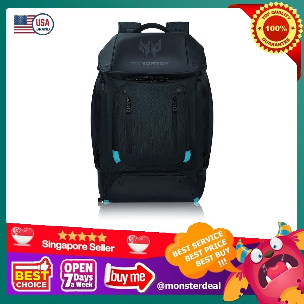 Acer Predator Utility Gaming Backpack Water Resistant and Tear Proof Travel Backpack Fits and Protects Up to 17.3 Predator Gaming Laptop Black with