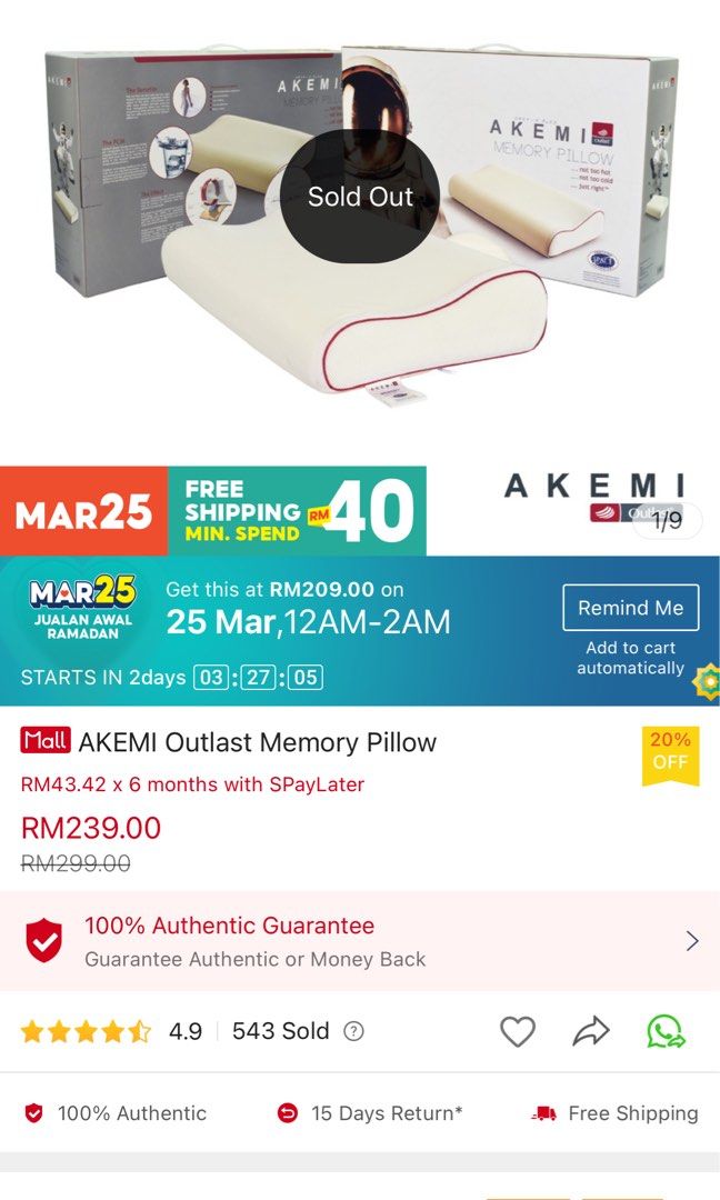 Akemi outlast memory pillow discount