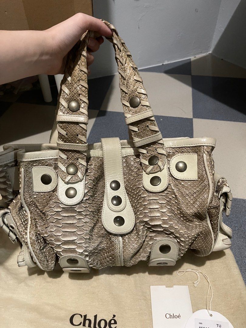 Authentic cheapest Chloe Python leather shoulder bag Luxury