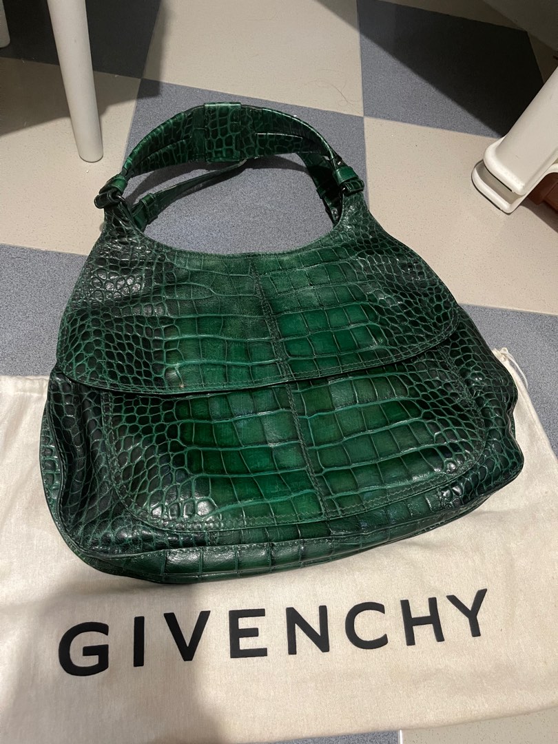 Authentic cheapest Givenchy Green embossed crocodile leather