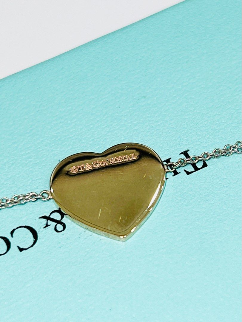 Authentic Return to tiffany Rubedo metal Double chain heart