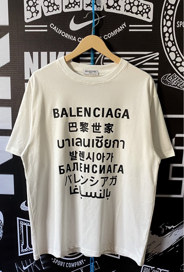 Balenciaga Languageprint Cottonjersey Tshirt In Black  ModeSens