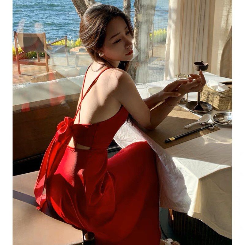 Beach backless dress deals