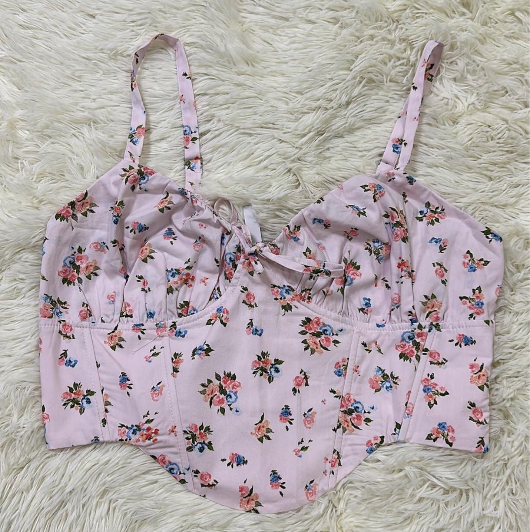 Bershka floral bustier corset top on Carousell