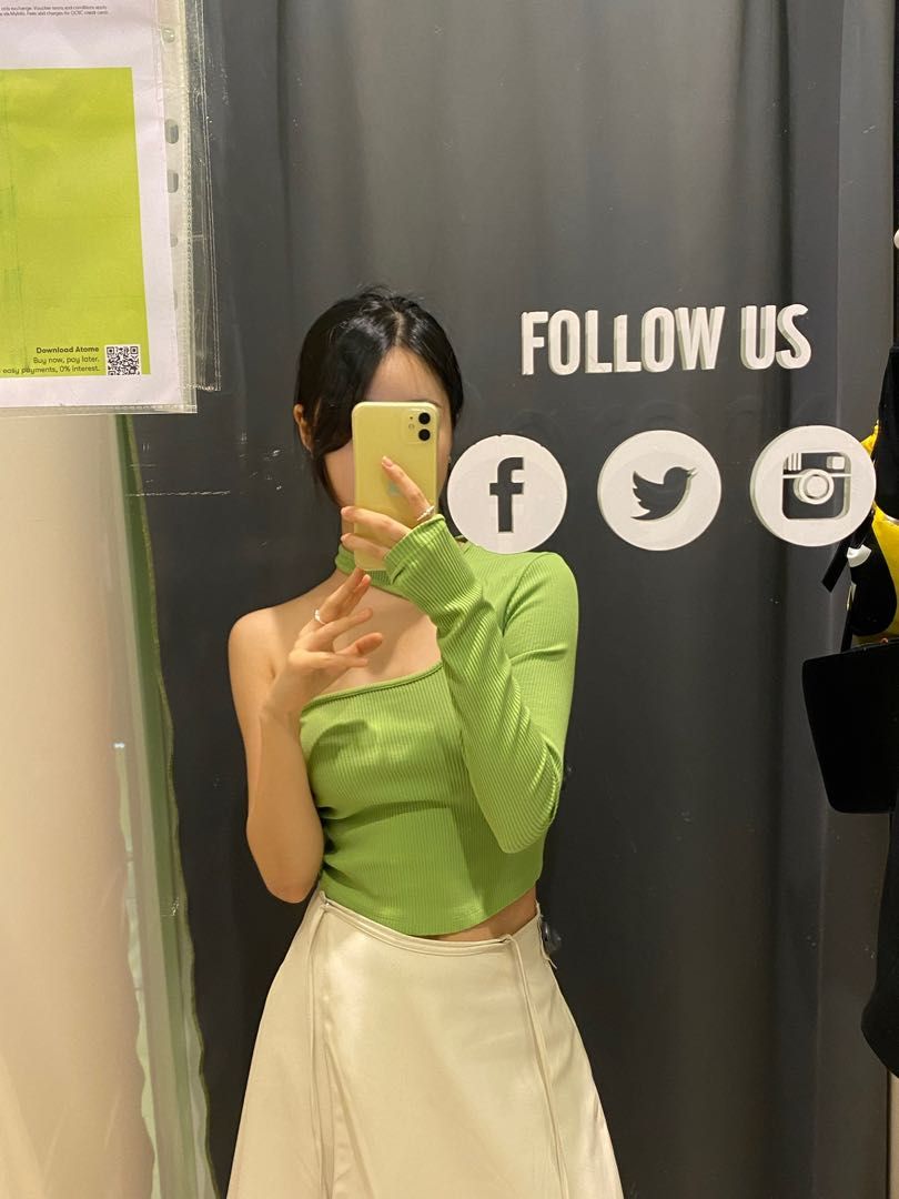 Bershka green leather skirt online