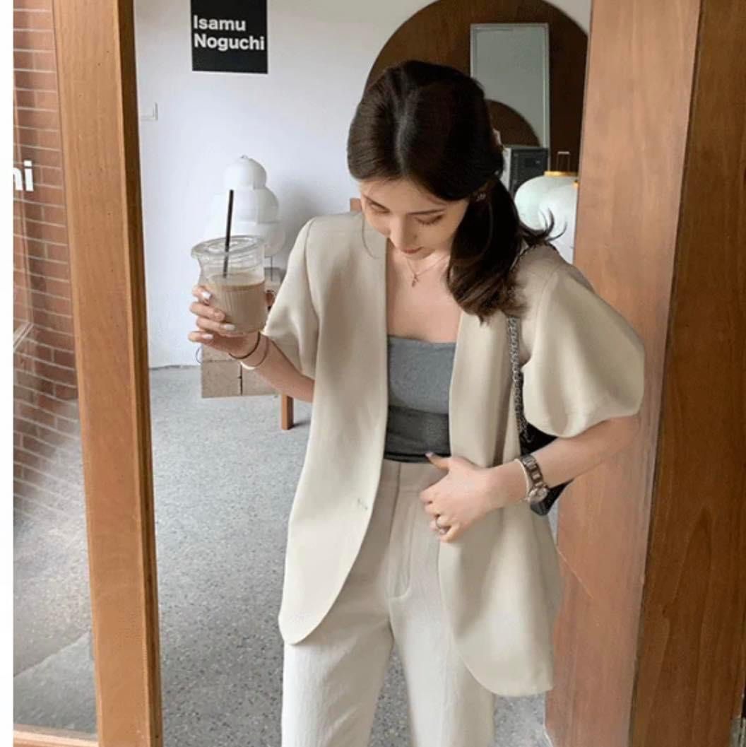 Blazer puff sleeve Women s Fashion Coats Jackets and Outerwear