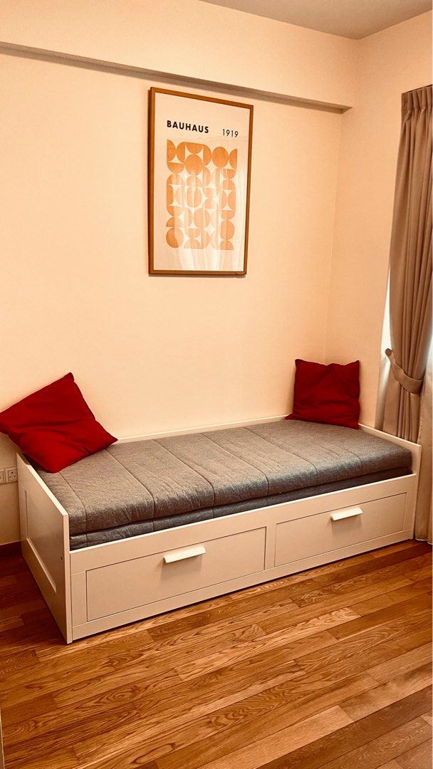 Brimnes DayBed with 2 drawers/2 mattresses 80X200, Furniture & Home