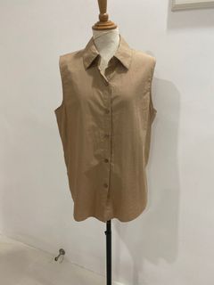 Brown sleeveless blouse top