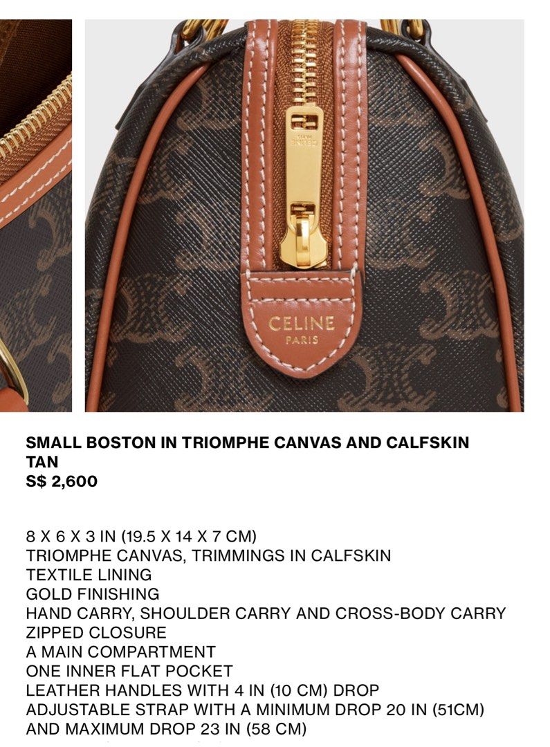 Celine Triomphe Boston Bag (Small) 手袋, 名牌, 手袋及銀包- Carousell