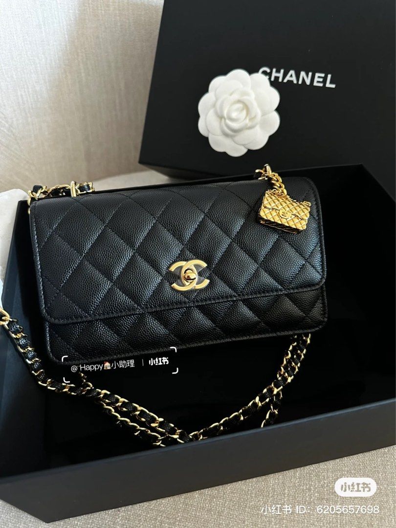 Chanel Black Quilted Lambskin Classic Small Double Flap Rose Gold Hardware, 2022 (Very Good), Womens Handbag