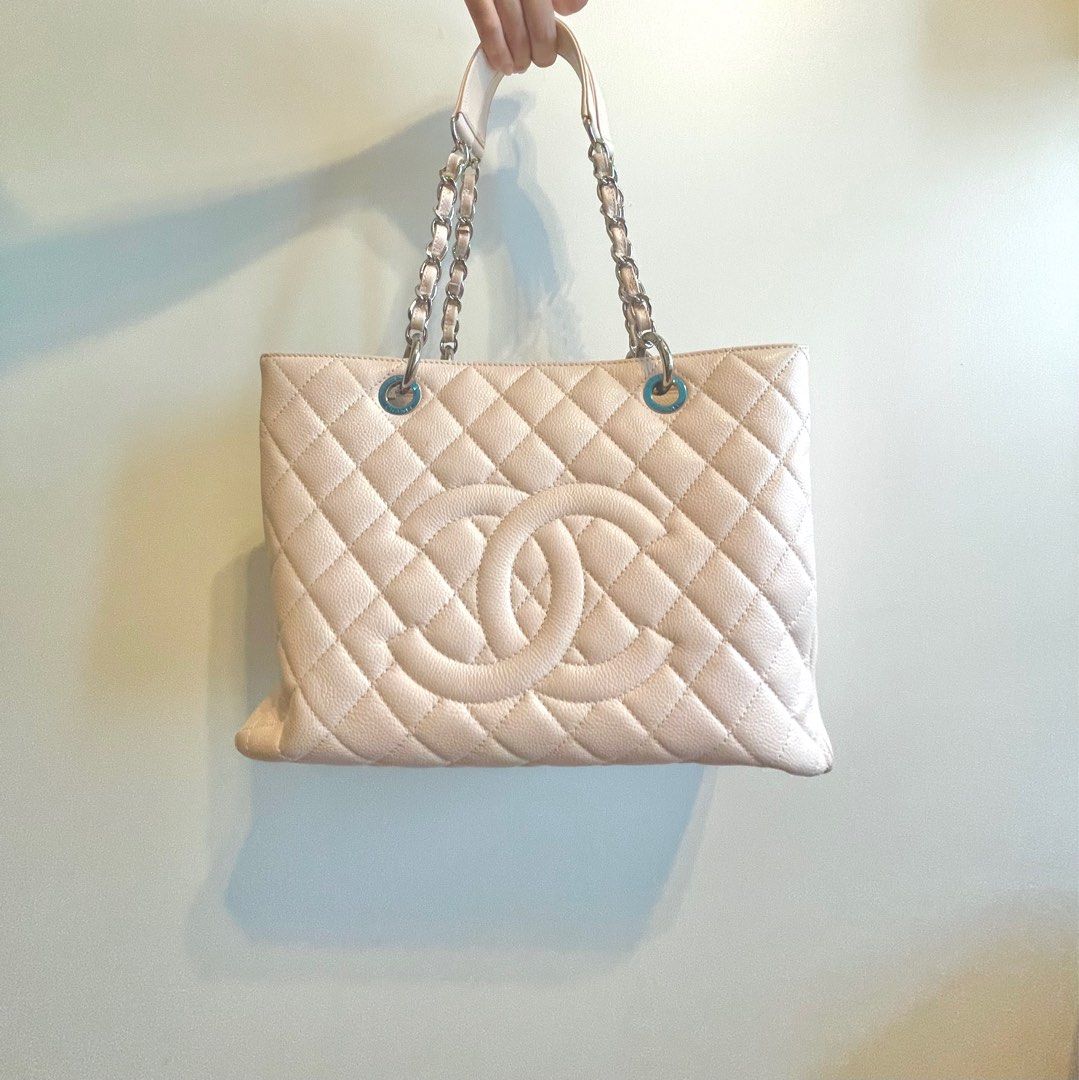CHANEL Grand Shopping Tote Bag Beige SHW