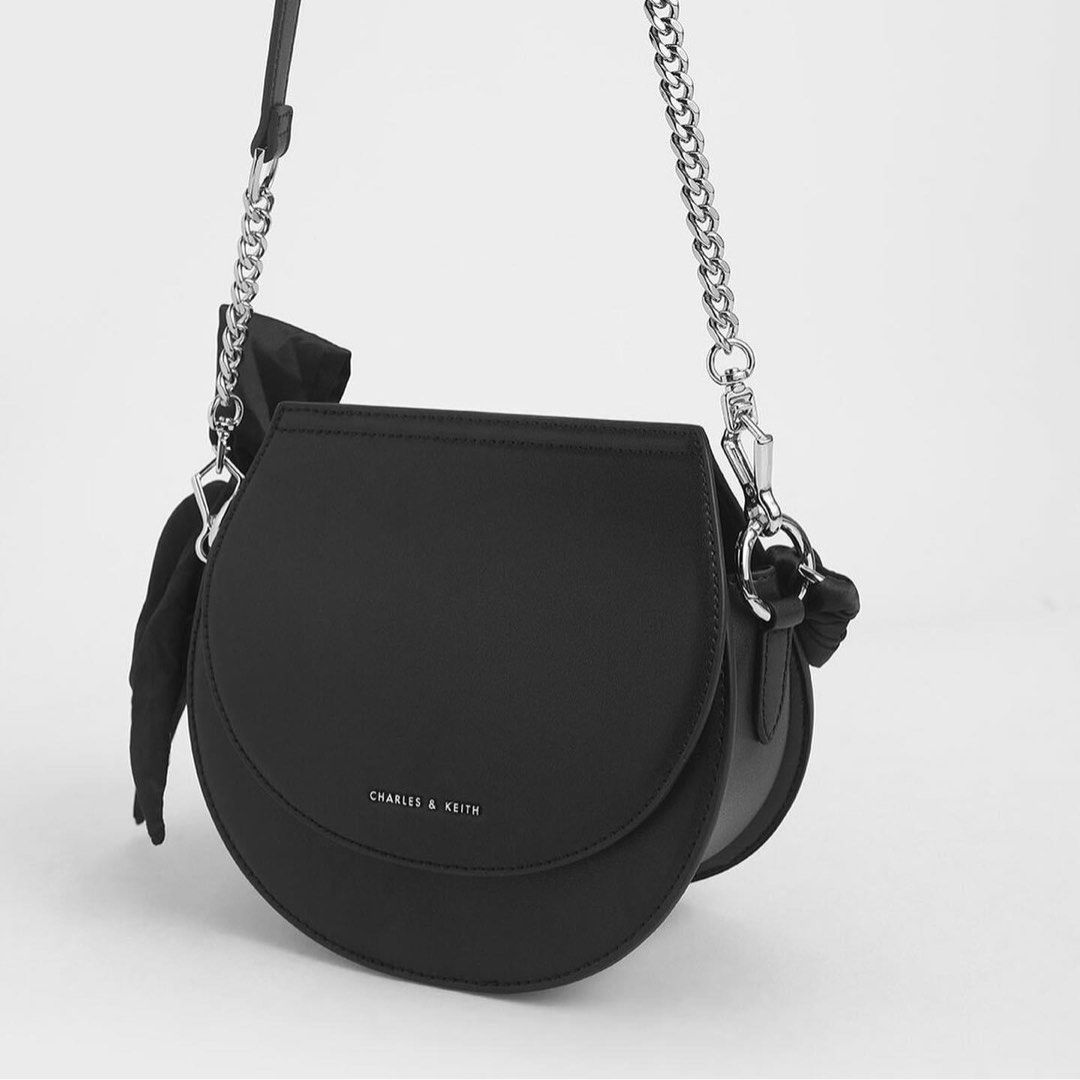 Charles & keith satin scarf semi circle bag new arrivals