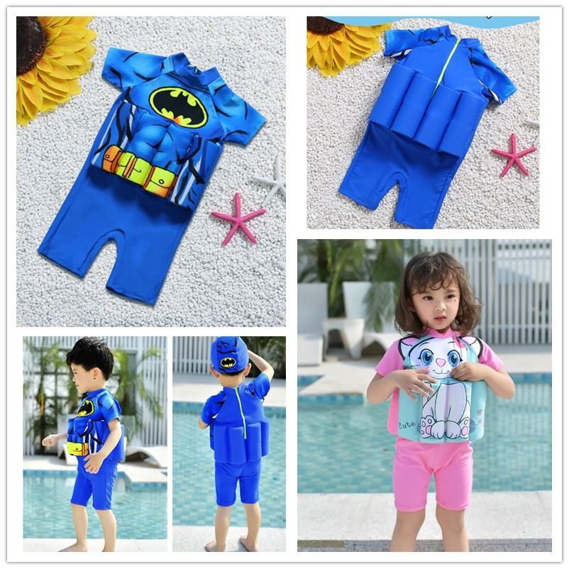 Children Buoyancy Swimsuit with Cap Detachable Float Swimwear