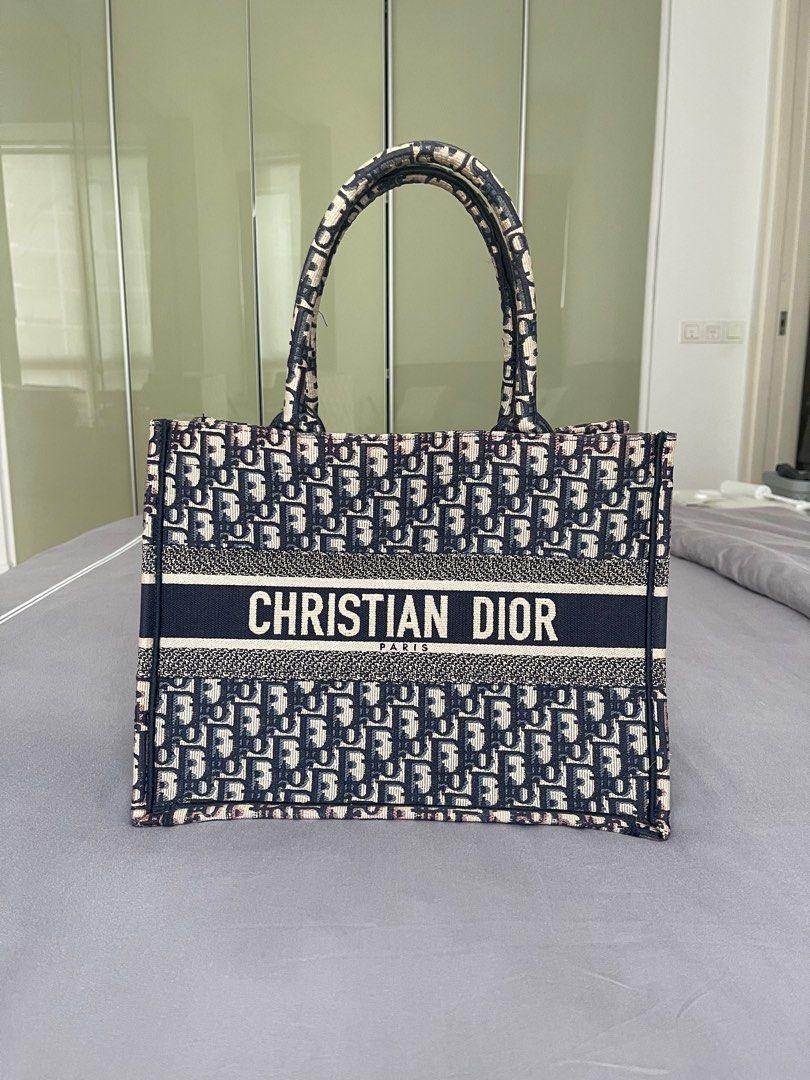 Christian DIOR Book Tote medium light-blue Oblique