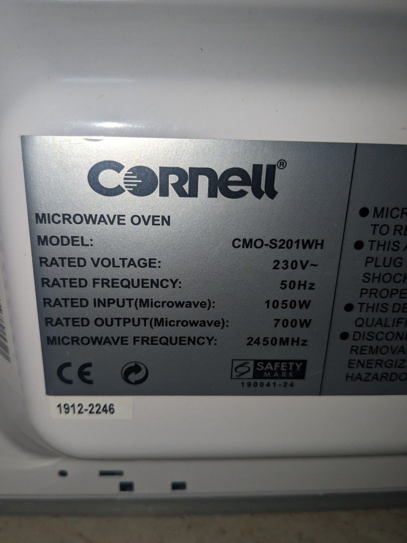 Cornell Microwave oven CMOS201WH, TV & Home Appliances, Kitchen