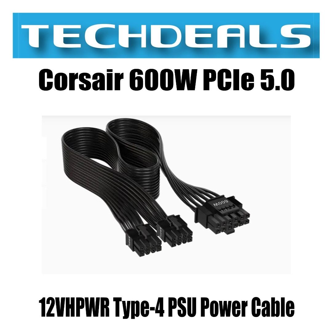 Corsair 600W PCIe 5.0 12VHPWR Type4 PSU Power Cable, Computers & Tech