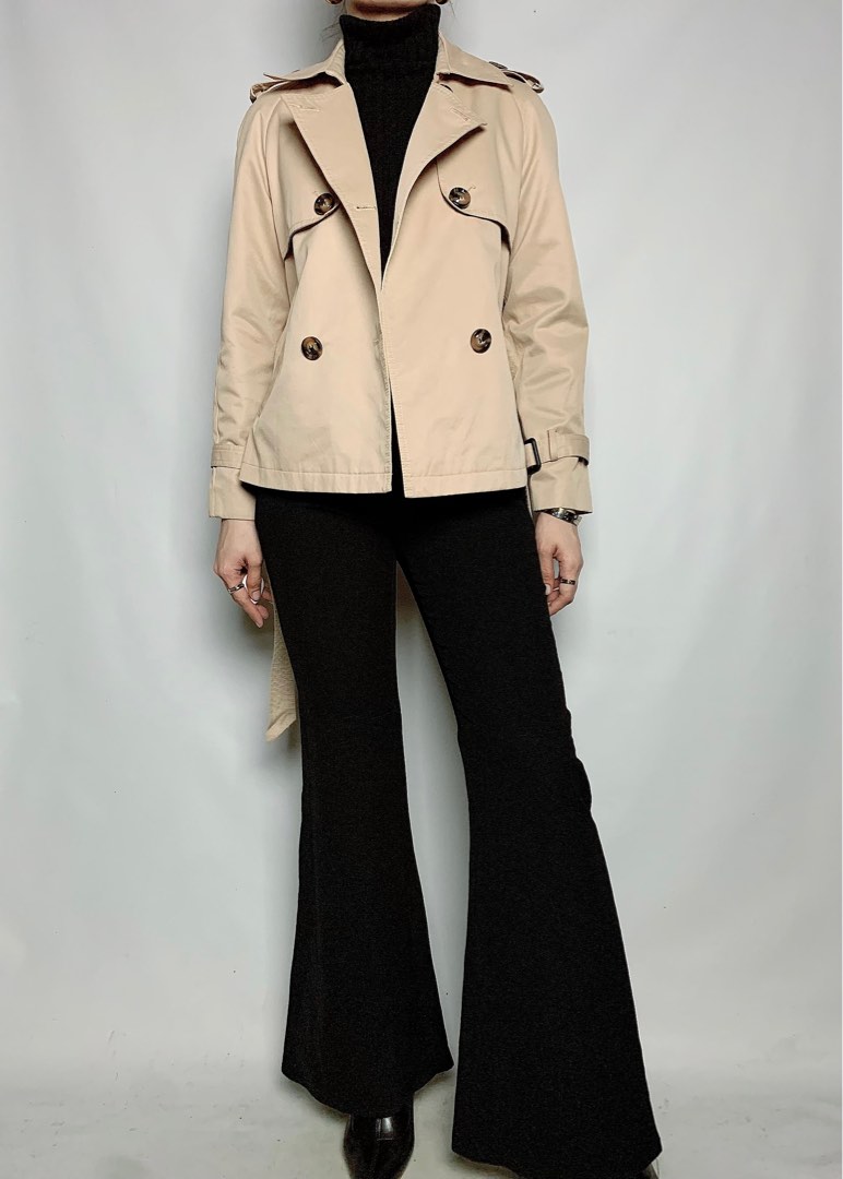 (SOLD) Spring trench coat, Crop trench coat, Travel coat, Nude trench coat, Women's Fashion