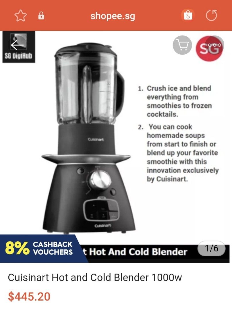 Cuisinart Hot & Cold Blender 400CASSB1HK, TV & Home Appliances
