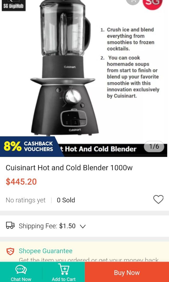 Cuisinart Hot & Cold Blender 400CASSB1HK, TV & Home Appliances