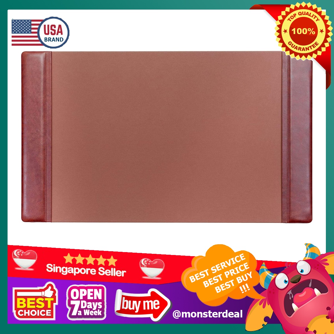 Dacasso Classic Leather Mat Desk pad, 34 x 20, Chocolate Brown
