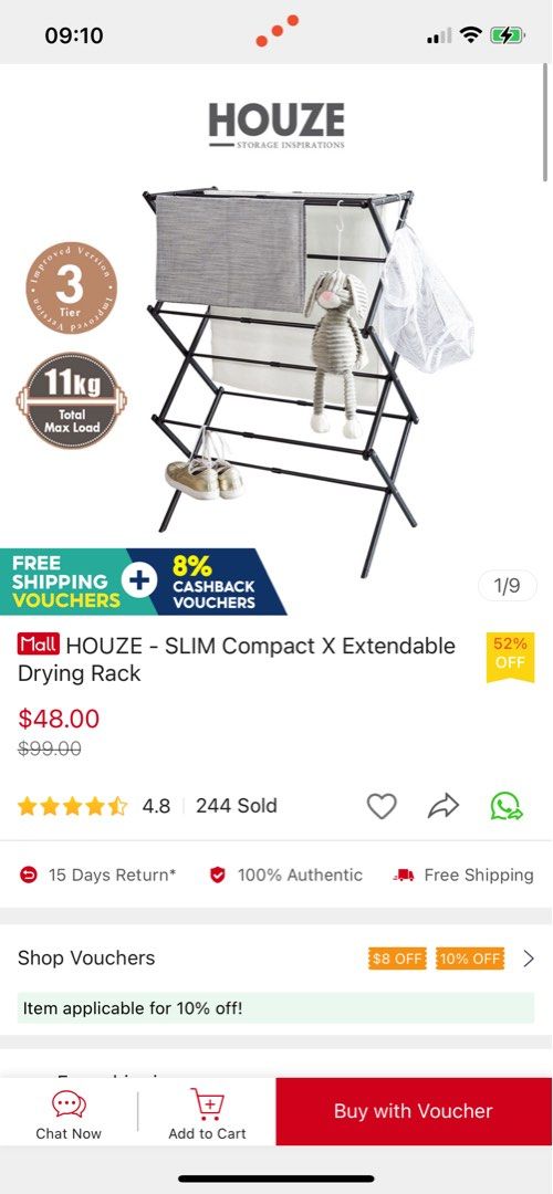 Drying rack (Category: Hooks & Hangers) located in Singapore. Submitted by bbww55 (Listing ID 1222140920, Image 1). Description: Brand new . Accidentally cart out 2 . Selling 1 . Meet up .