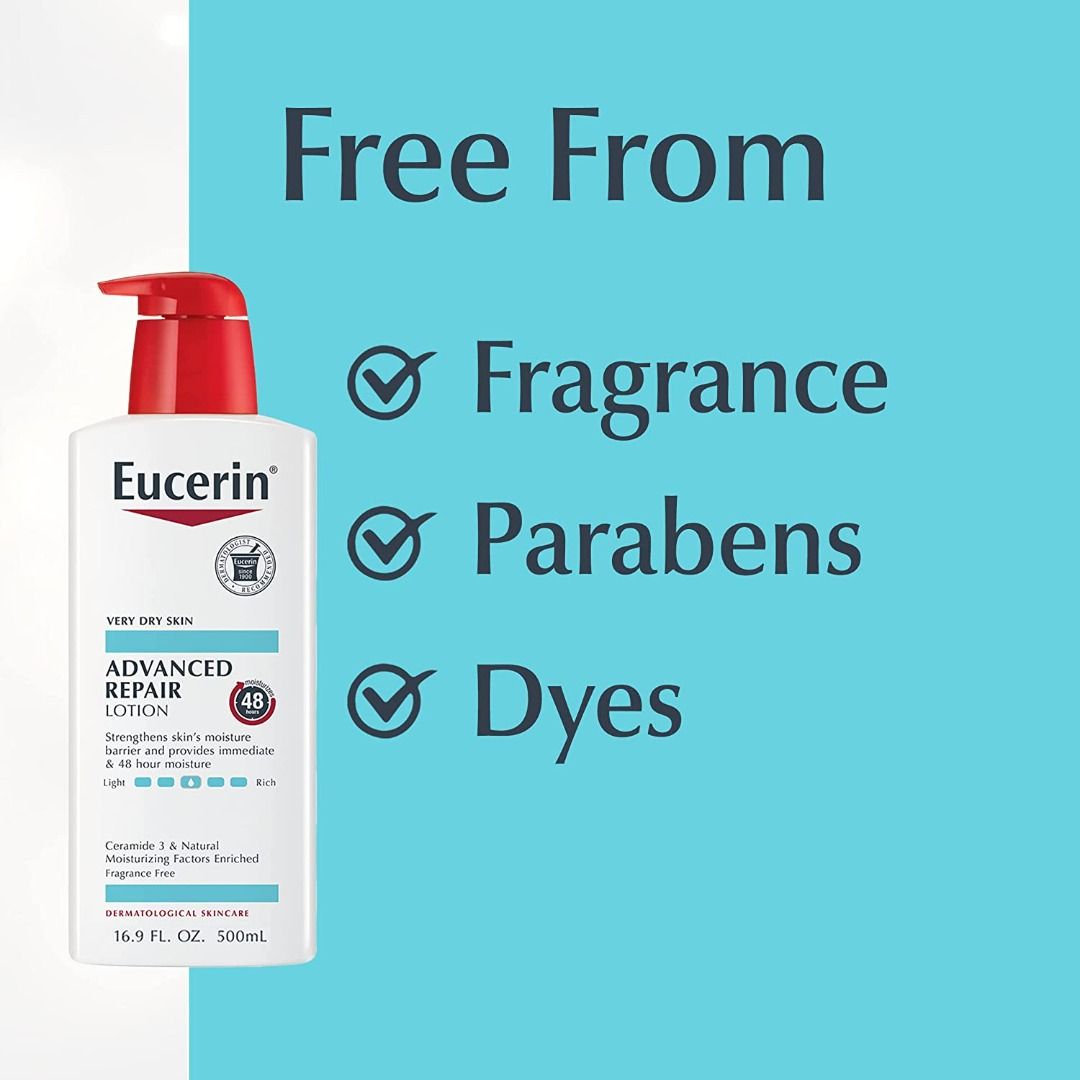 Eucerin Advanced Repair Body Lotion 500ml, Unscented Body Lotion for