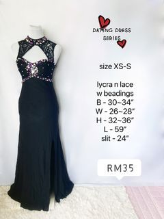 FANCY DRESS black lycra with beadings bodycon queen anne dinner event long dress