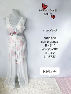 FANCY DRESS white sheer and floral satin inside sweet sexy dating long dress