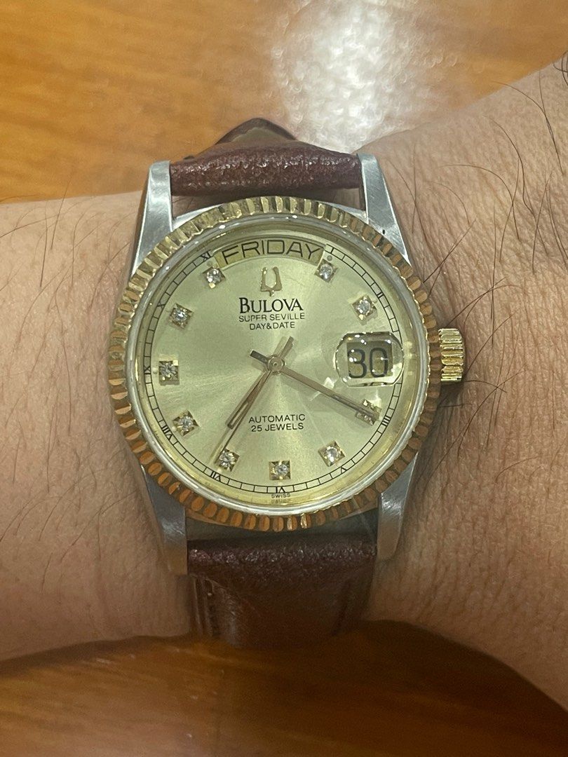 Bulova super seville day sales & date automatic 25 jewels