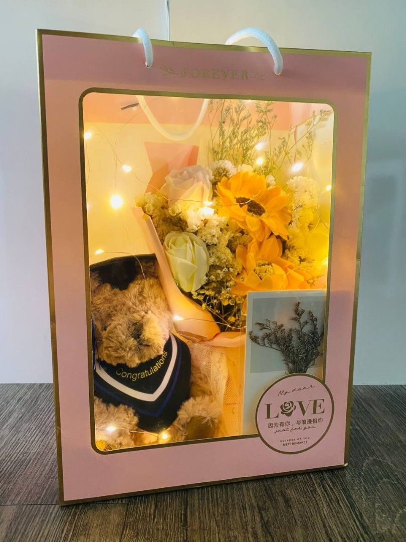 Graduation Bouquet Teddy Bear Gift School Leaving Ceremony Flower