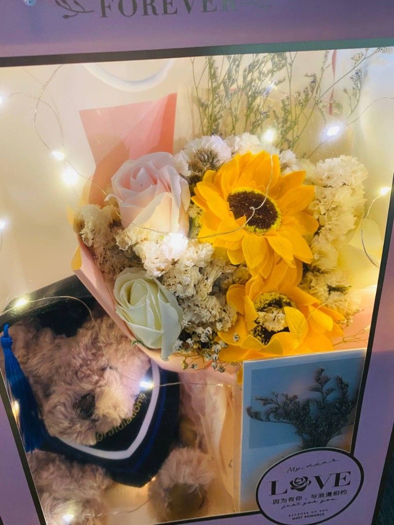 Graduation Bouquet Teddy Bear Gift School Leaving Ceremony Flower