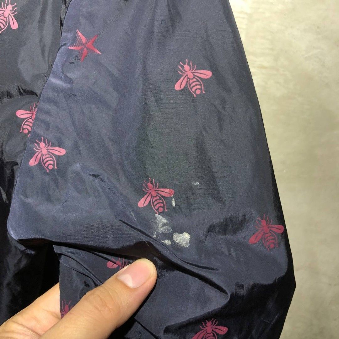 Gucci Bee All over print bomber jacket with hood