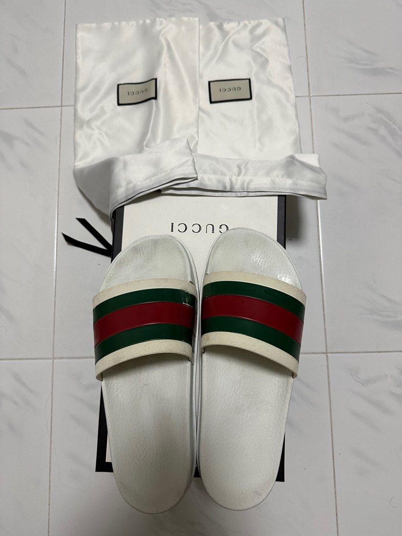 Cheap white hotsell gucci slides