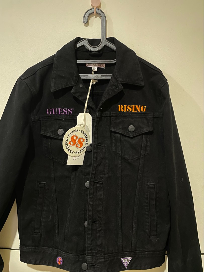 Guess x 88rising GUE88 Denim Jacket *rare, Fesyen Pria, Pakaian , Baju