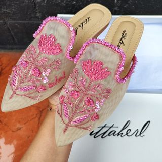 Harper Mules Full Beaded Blush