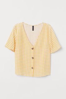 H&M loose cotton buttoned down gingham top