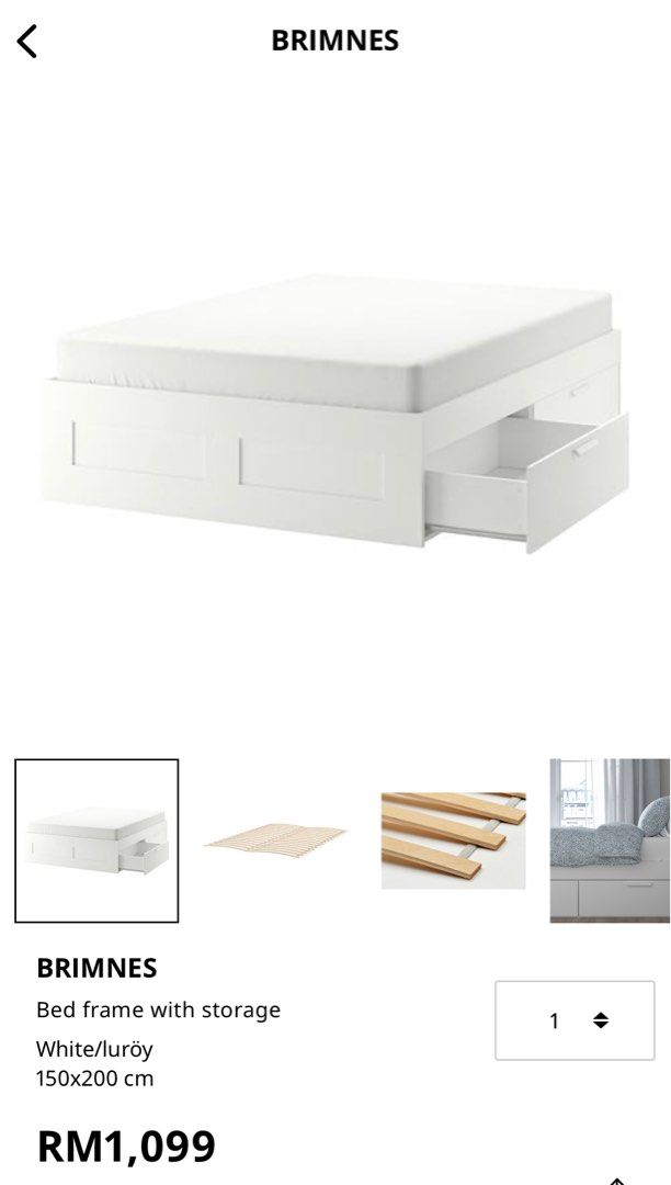 Ikea Brimnes Queen Size, Furniture & Home Living, Furniture, Bed Frames