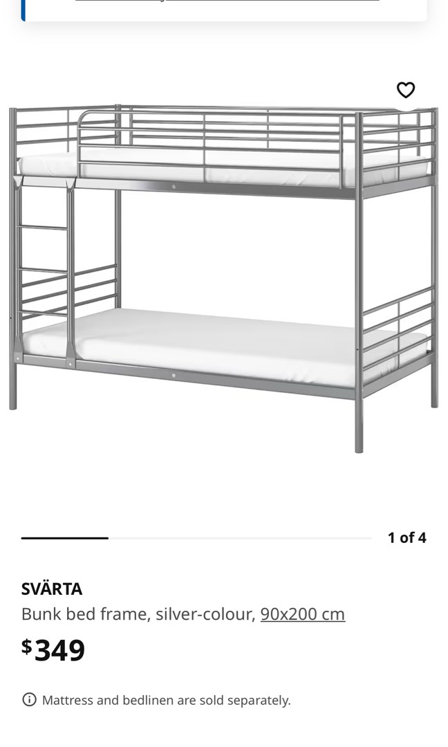 Ikea Double Bunk Bed Svarta, Furniture & Home Living, Furniture, Bed