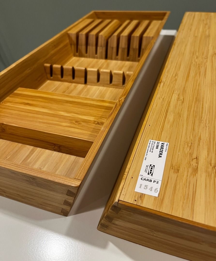 IKEA Variera Cutlery Knife Organizer Wooden Bamboo Tray Set, Furniture & Home Living