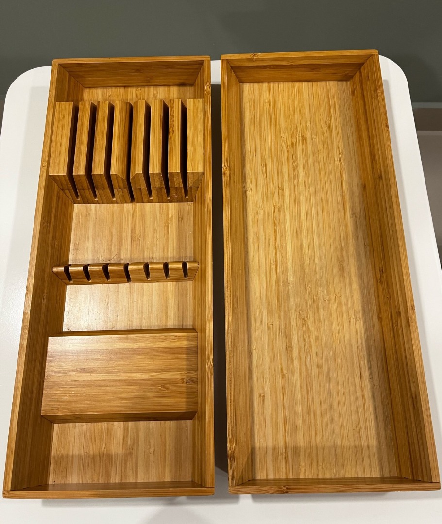 IKEA Variera Cutlery Knife Organizer Wooden Bamboo Tray Set, Furniture