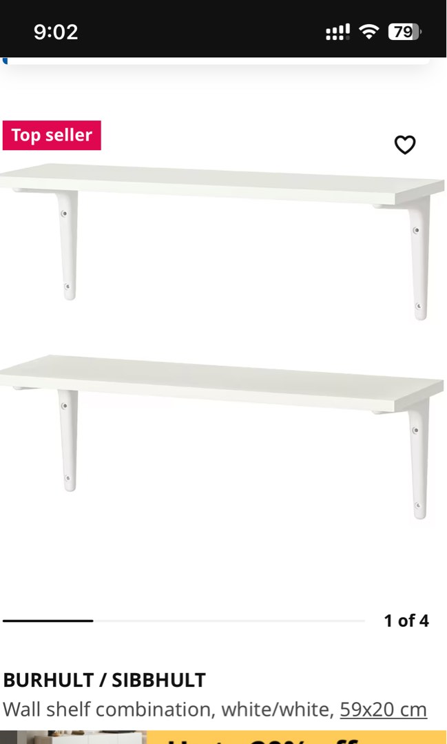 IKEA wall mounted shelves, Furniture & Home Living, Furniture, Shelves