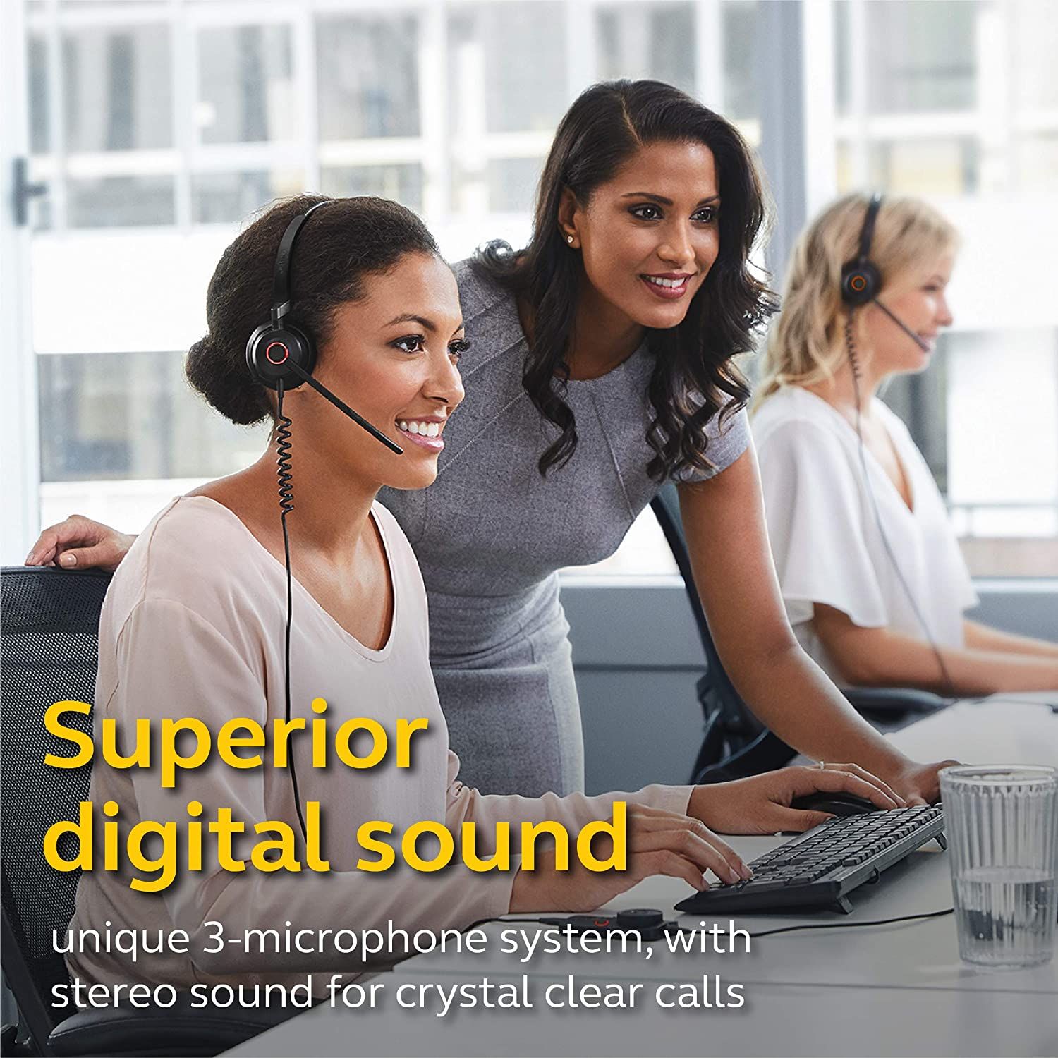 Jabra Engage 50 Wired Headset Stereo Telephone Headset with 3 Microphone System Blocks Out Background Noise for Increased Agent Focus Call Center Headset Features Enhanced Hearing Protection Audio Hea...