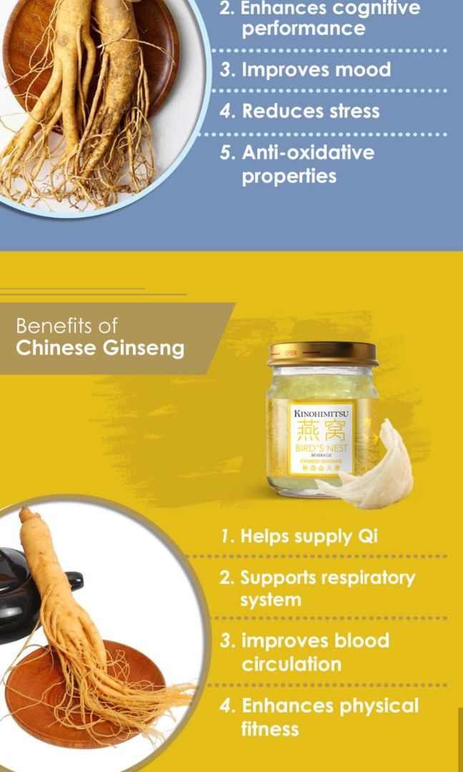 Kinohimitsu Bird Nest with Ginseng 6 bottles contains 3 different