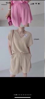 Knit set top & pants cream