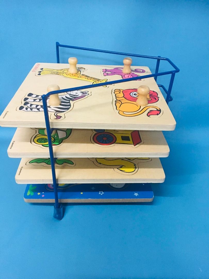 Lakeshore Big Knob Wooden Puzzle with Storage Rack on Carousell