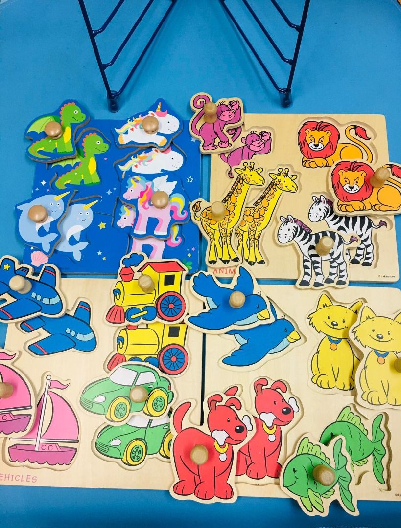 Lakeshore Big Knob Wooden Puzzle with Storage Rack on Carousell