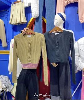 正韓品牌lamocha黑色針織上衣外套洋裝外搭